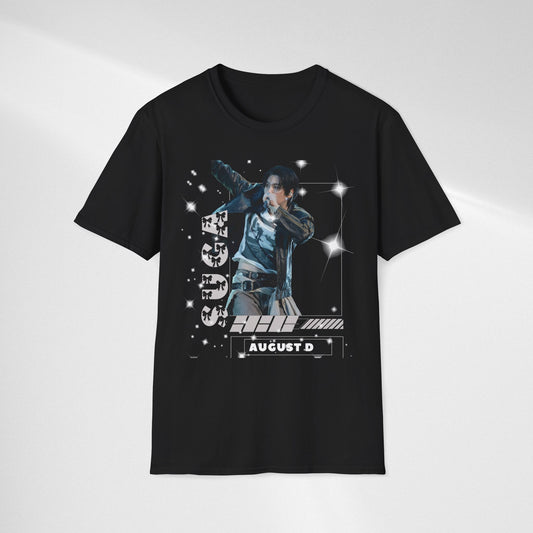 Vintage K-Pop Idol Graphic Tee — "SUGA 93" Sparkle Jersey Shirt