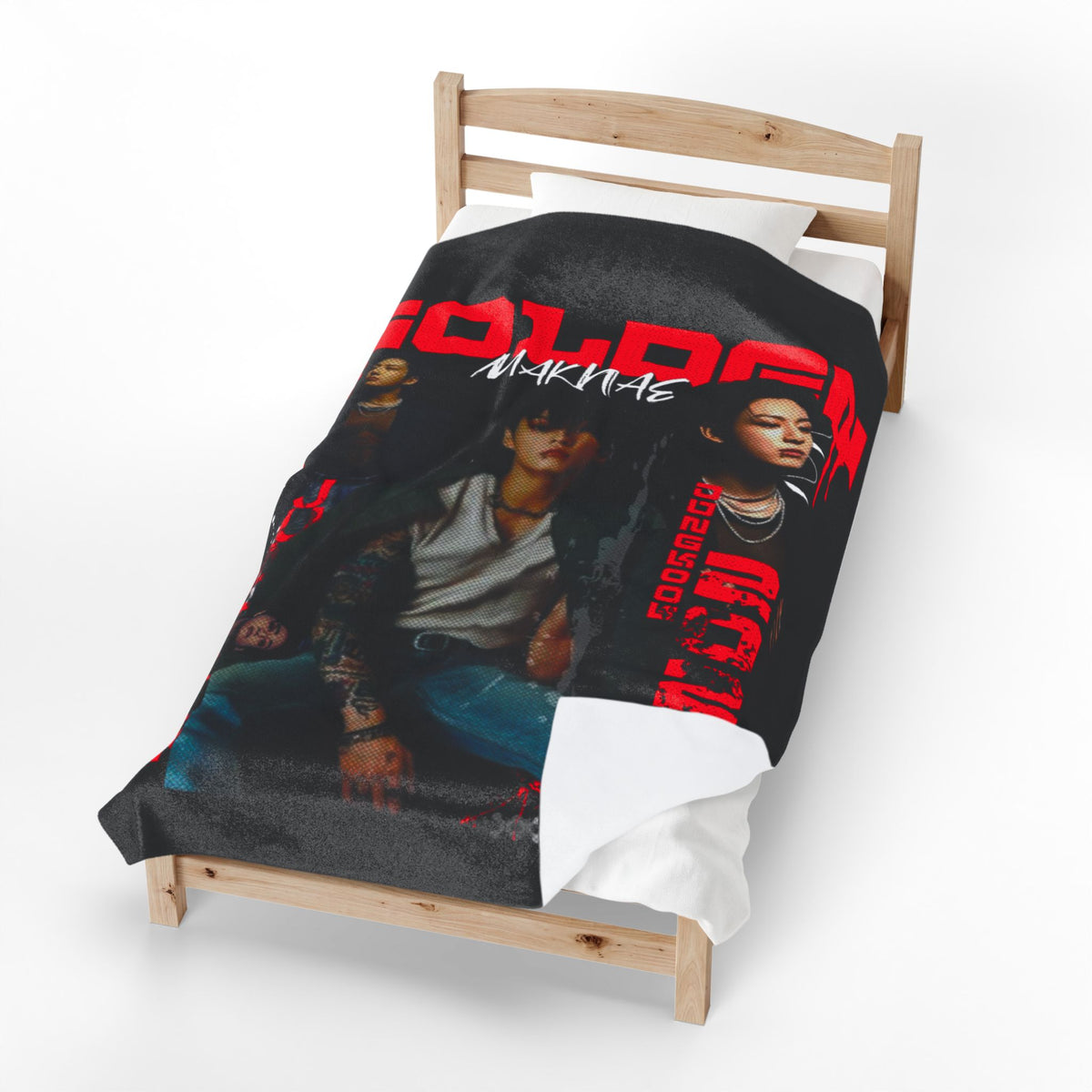 Jungkook Band Velveteen Plush Blanket – 'Golden' Graphic Throw