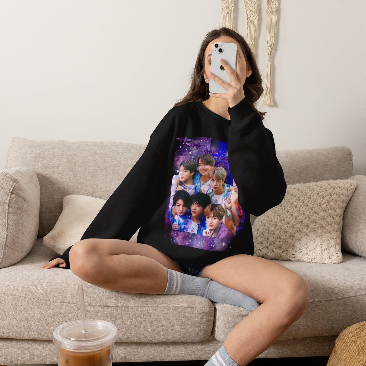 BTS Group Photo Crewneck Sweatshirt — Purple Star Aesthetic
