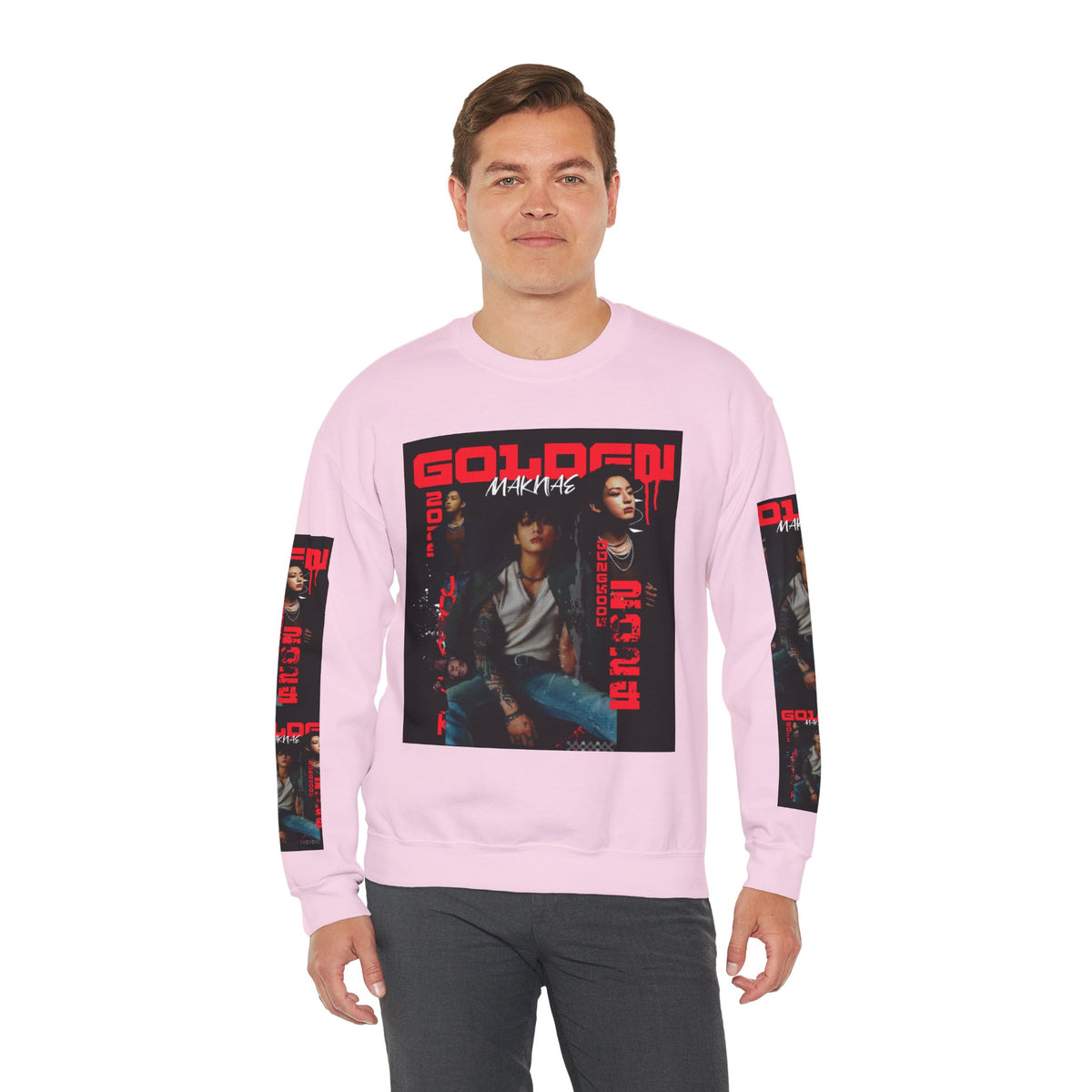 Jungkook Graphic Crewneck Sweatshirt — "GOLDEN"  Inspired Photo Print