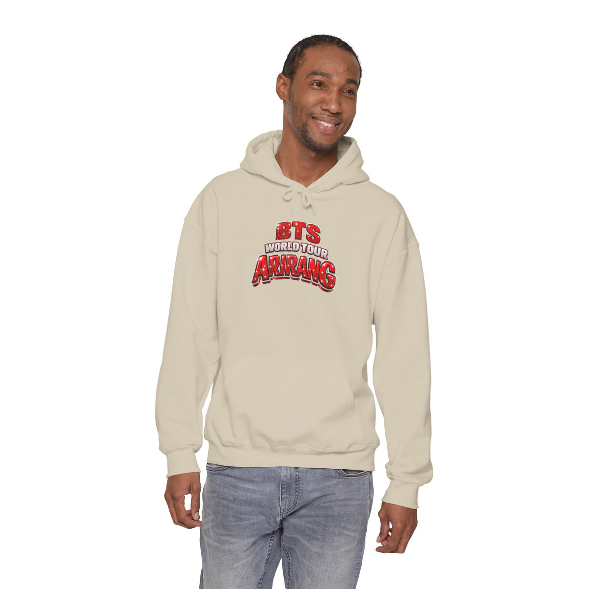 BTS Hoodie — "World Tour ARMY" Retro Red Graphic Pullover