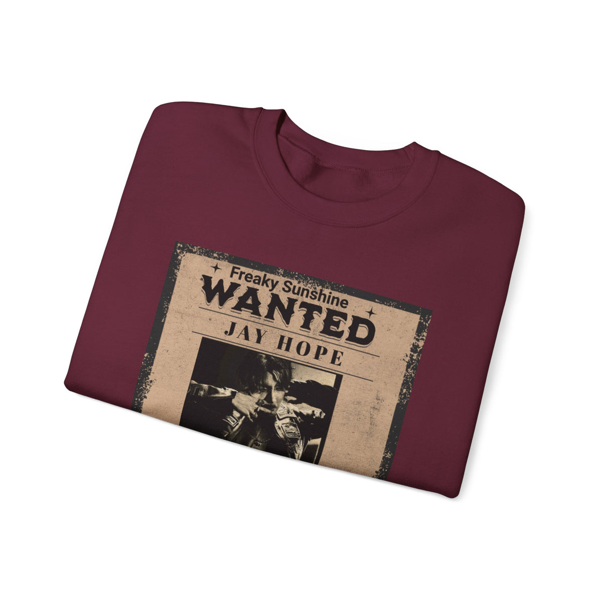 Wanted Poster Crewneck Sweatshirt – 'Freaky Sunshine: WANTED Jay Hope' Retro Graphic