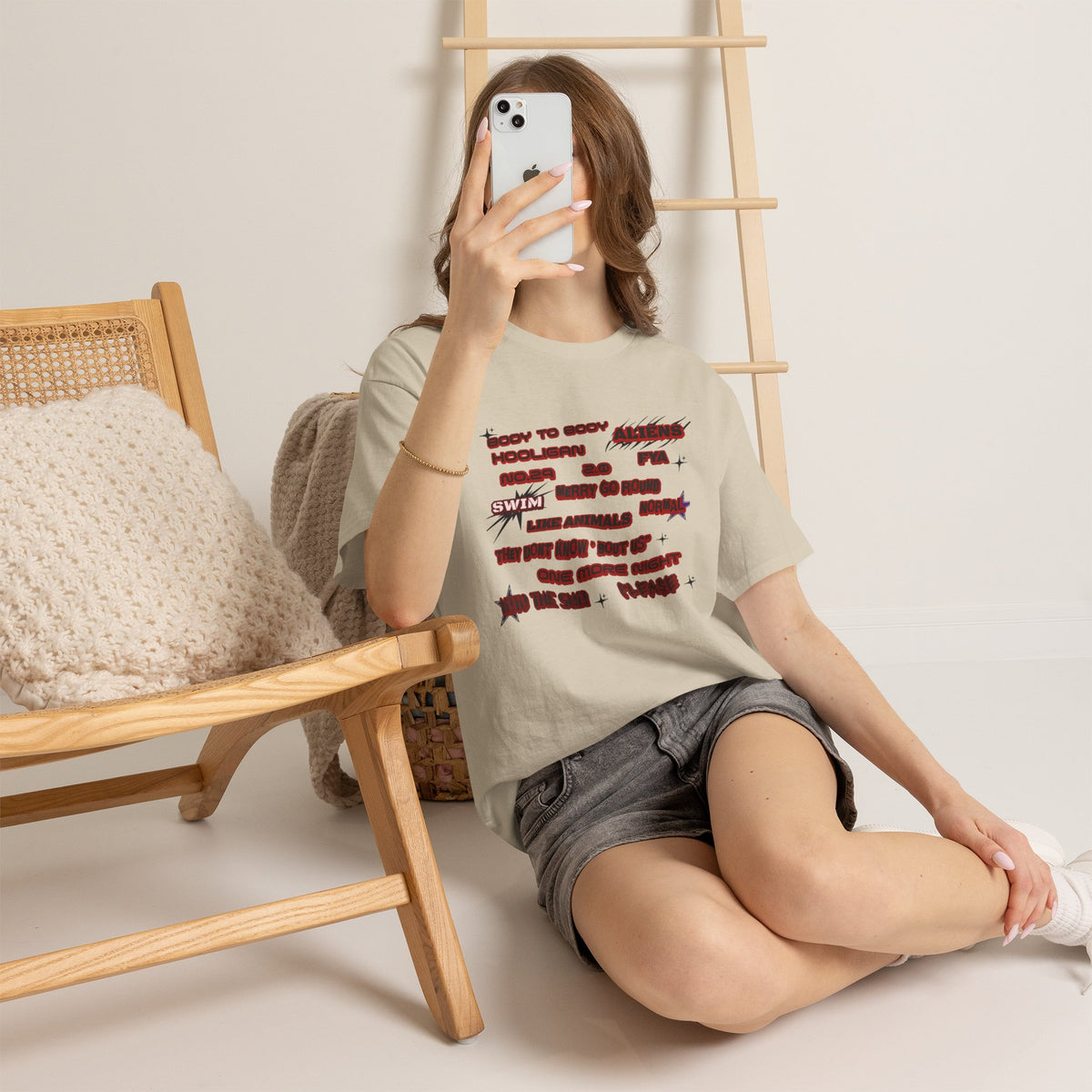 BTS ARIRANG Graphic Tee — Distorted Red Text Band Shirt