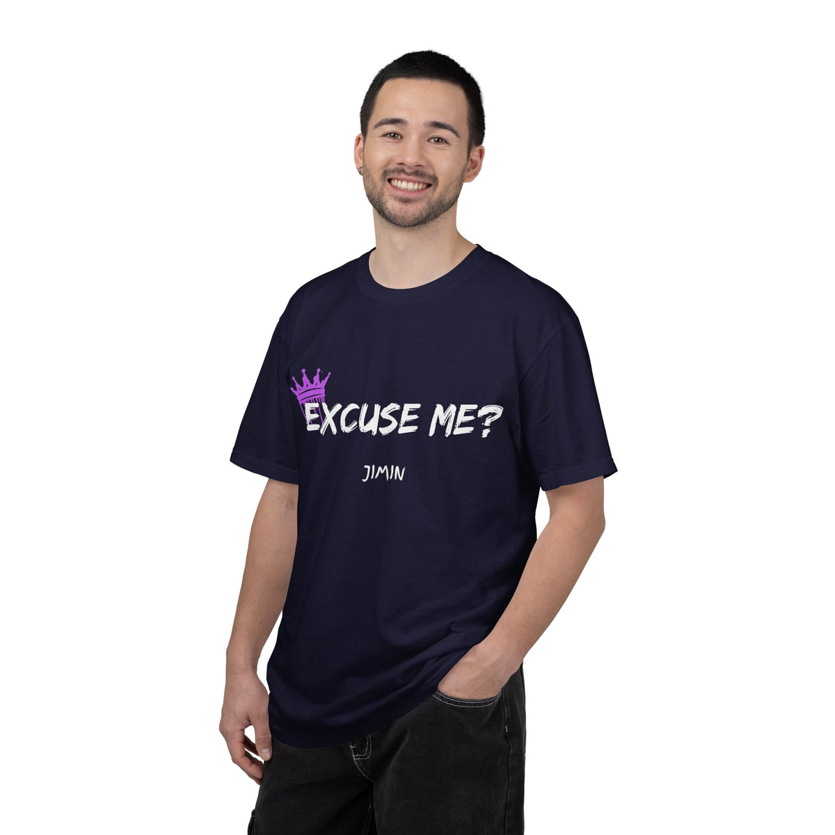 Excuse Me? Jimin T‑Shirt — BTS Fan Tee with Purple Crown Graphic