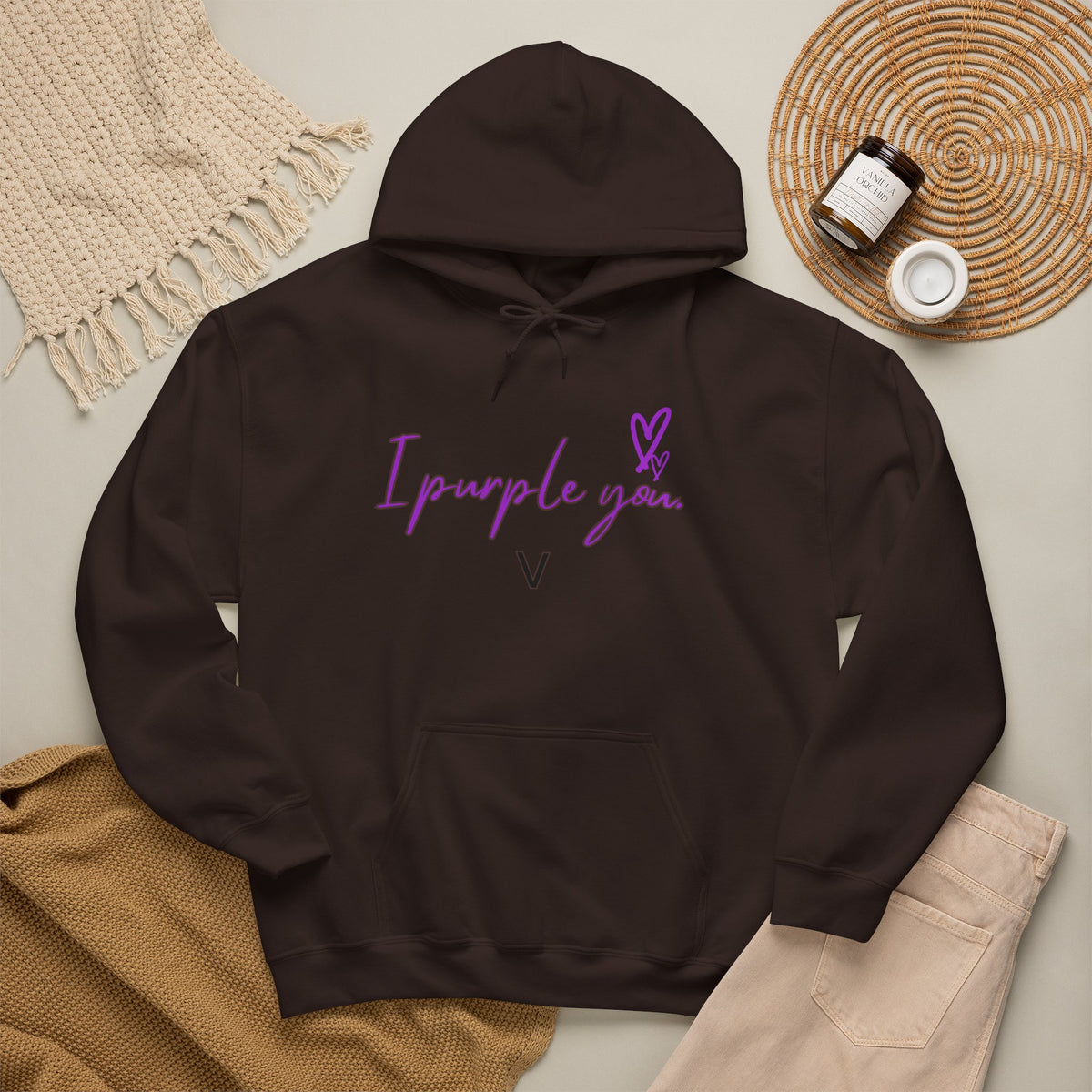 I Purple You Hoodie — K-Pop BTS Inspired Heart Script Sweatshirt