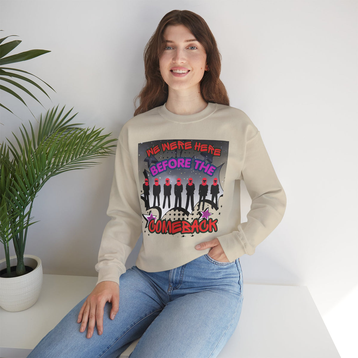 Crewneck Sweatshirt — BTS  the Comeback” Retro Pop Graphic