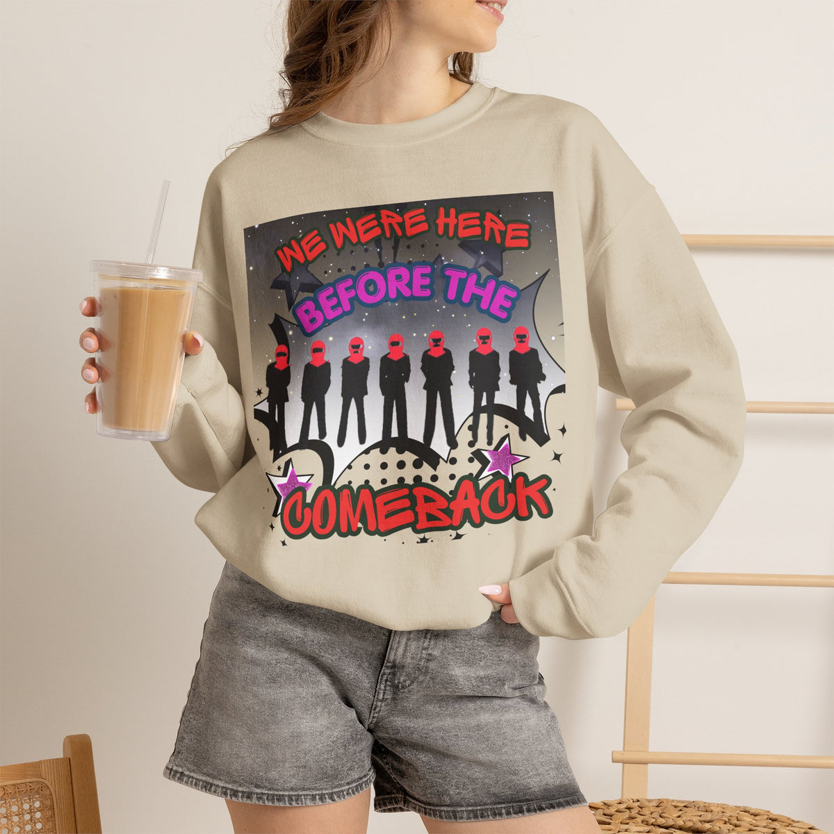 Crewneck Sweatshirt — BTS  the Comeback” Retro Pop Graphic