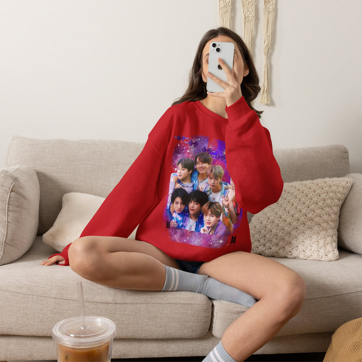 BTS Group Photo Crewneck Sweatshirt — Purple Star Aesthetic
