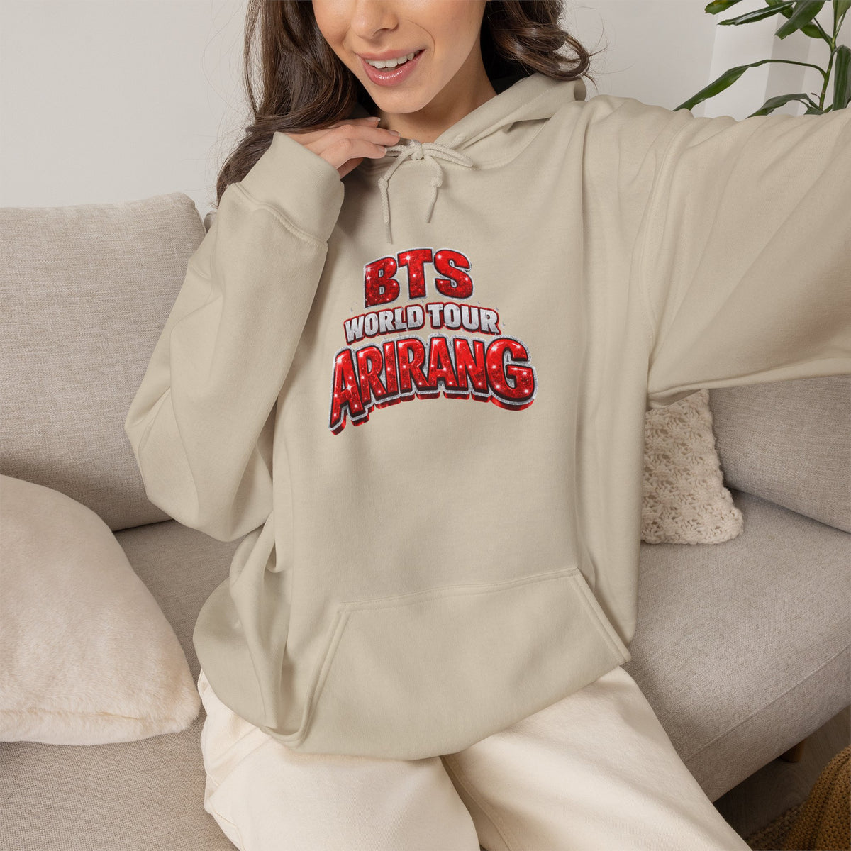 BTS Hoodie — "World Tour ARMY" Retro Red Graphic Pullover