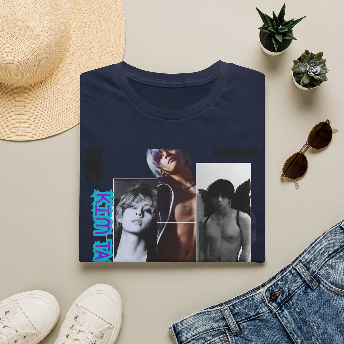 V Photo Collage Tee — Retro K-Pop Inspired Graphic T-Shirt