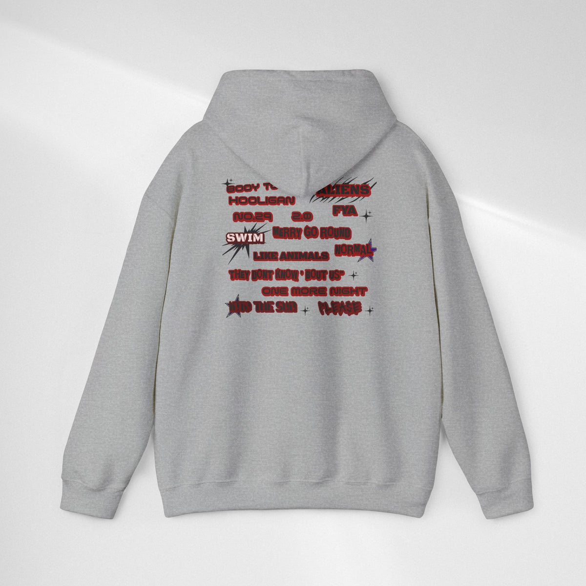 BTS Text Graphic Hoodie —  Red Script Sweatshirt