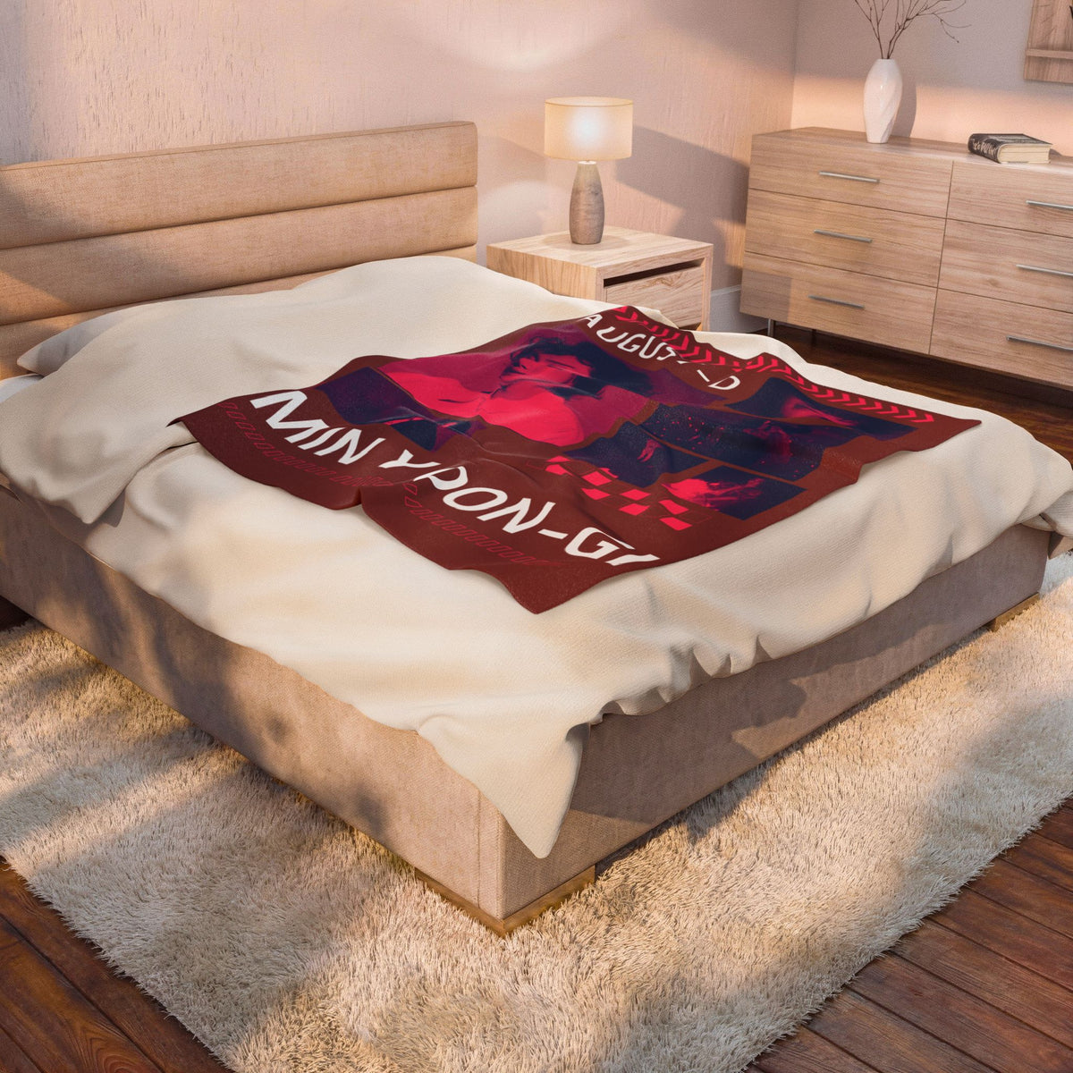 Velveteen Plush Blanket — Min Yoon‑Gi Photo Collage Throw (August‑D Design)