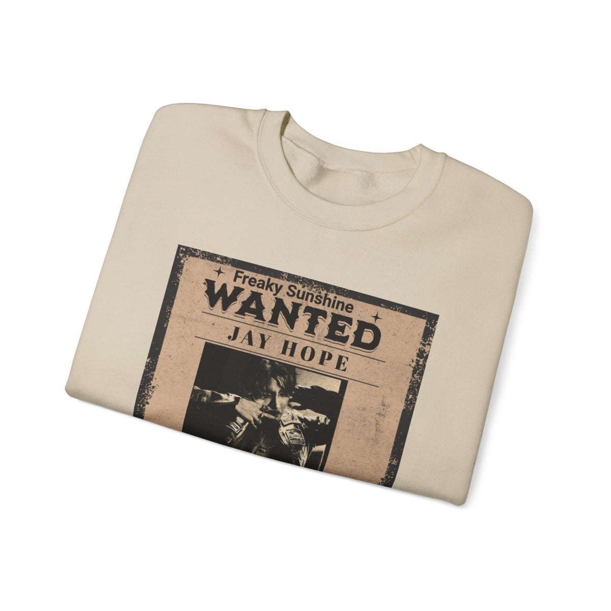 Wanted Poster Crewneck Sweatshirt – 'Freaky Sunshine: WANTED Jay Hope' Retro Graphic