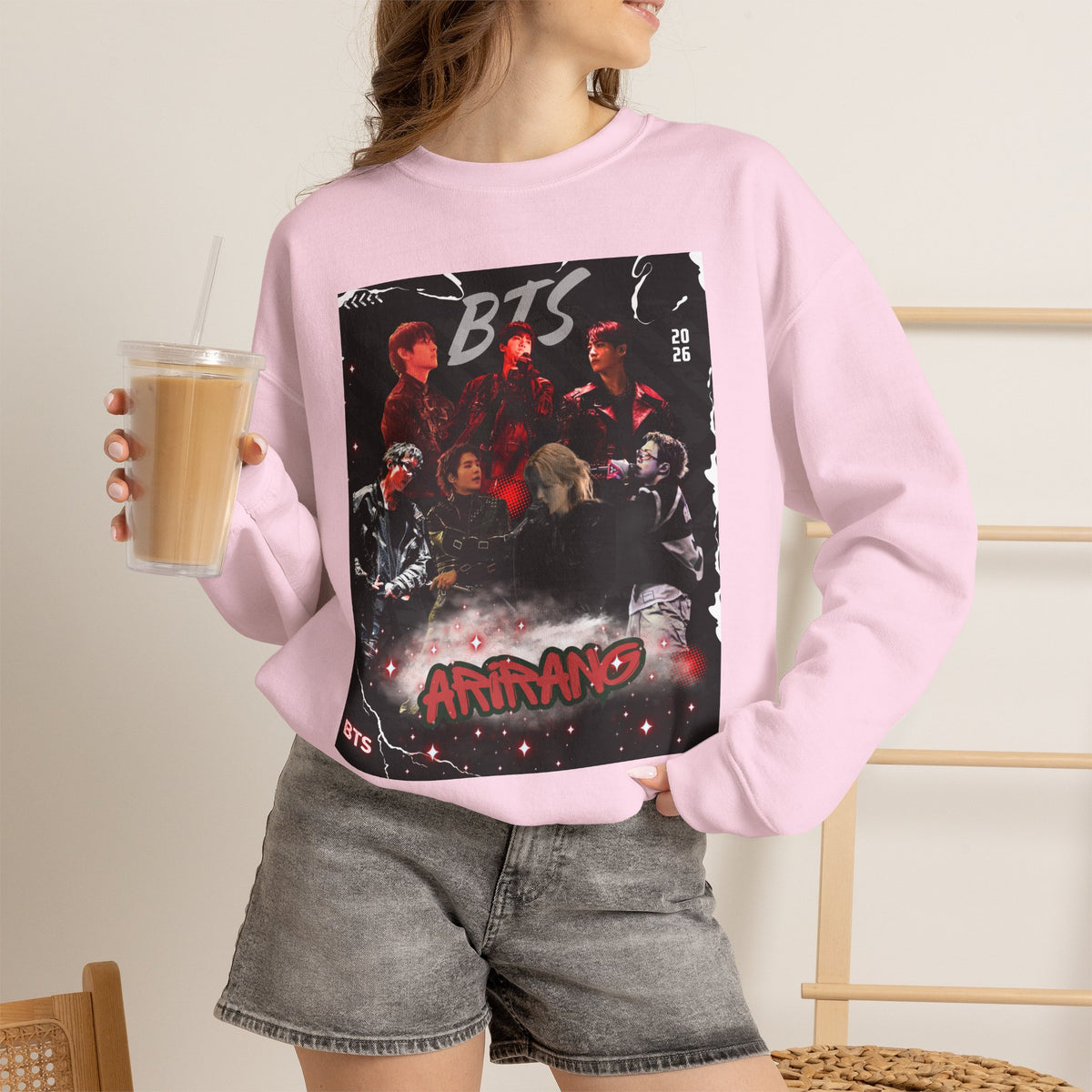 K-Pop Graphic Crewneck Sweatshirt — BTS Aesthetic Fan Design