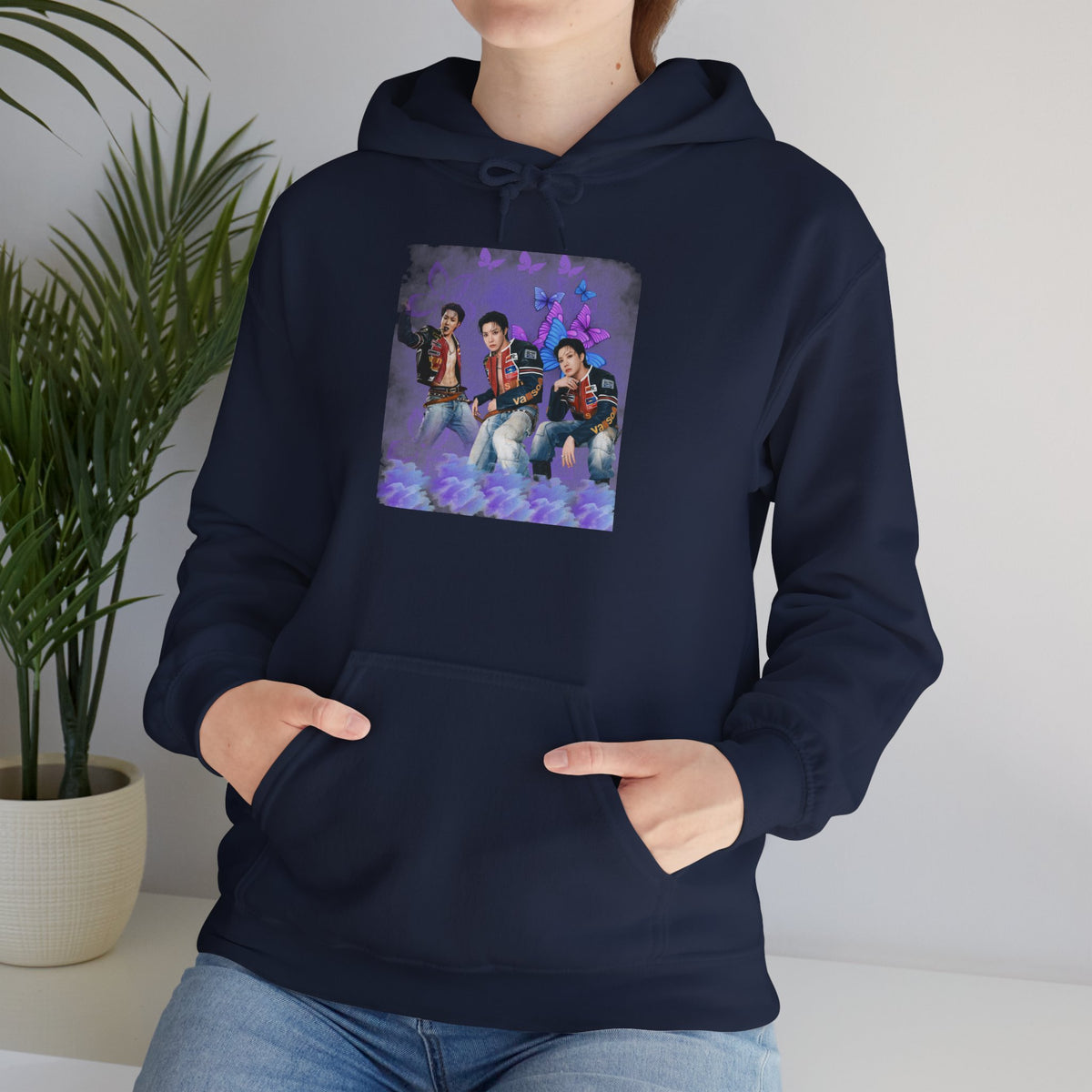 JHOPE Photo Hoodie — Purple Watercolor Floral Crew Sweatshirt