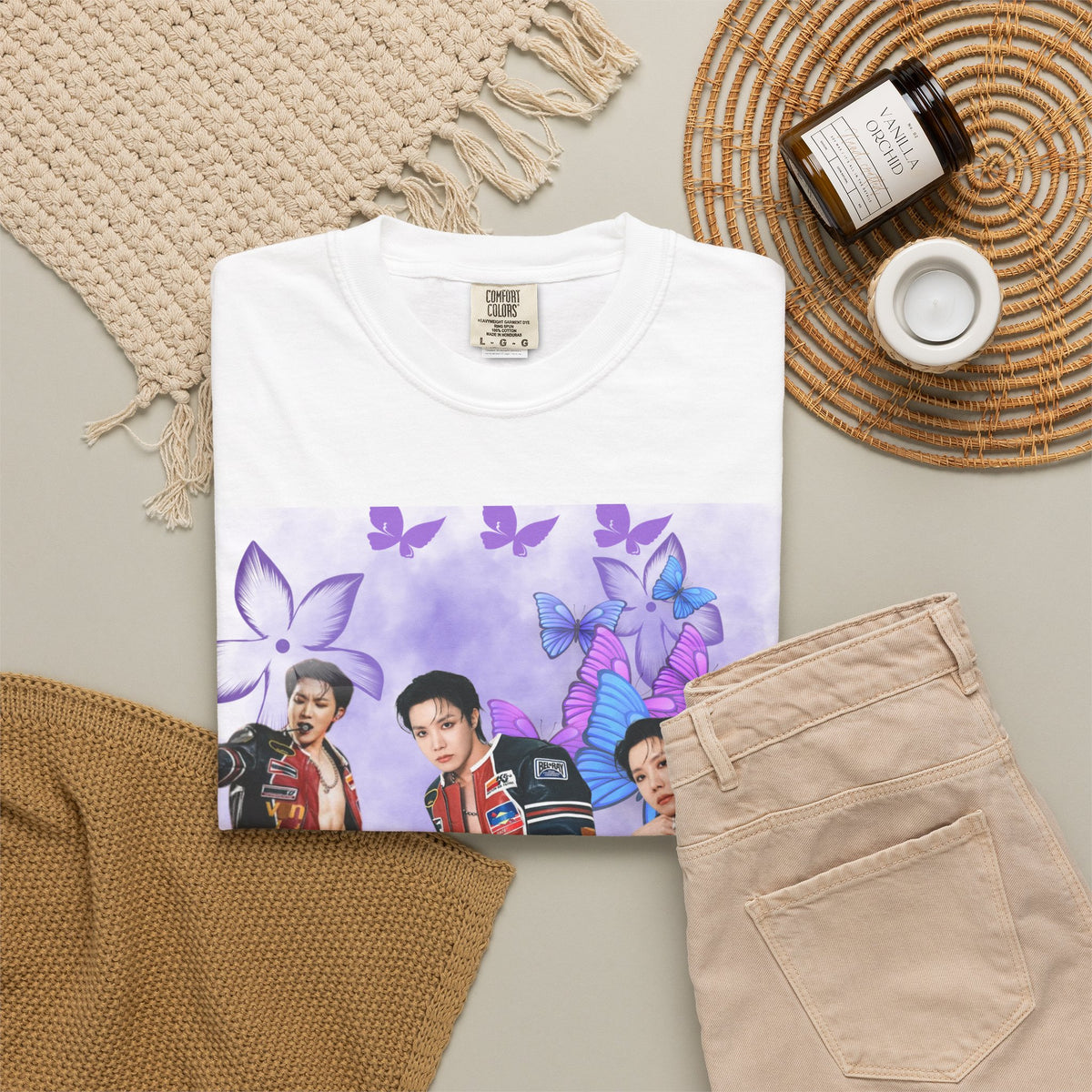 JHOPE Graphic T-Shirt — Purple Floral Portrait Tee