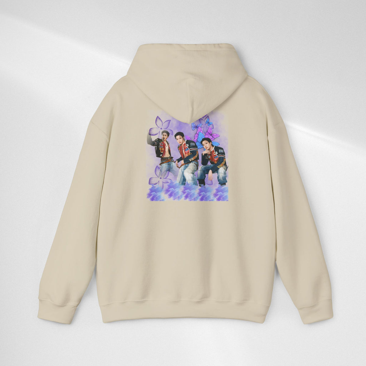 JHOPE Photo Hoodie — Purple Watercolor Floral Crew Sweatshirt
