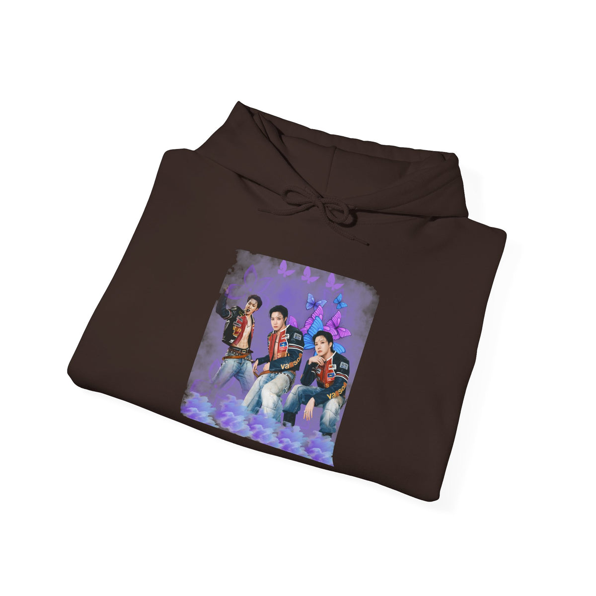 JHOPE Photo Hoodie — Purple Watercolor Floral Crew Sweatshirt