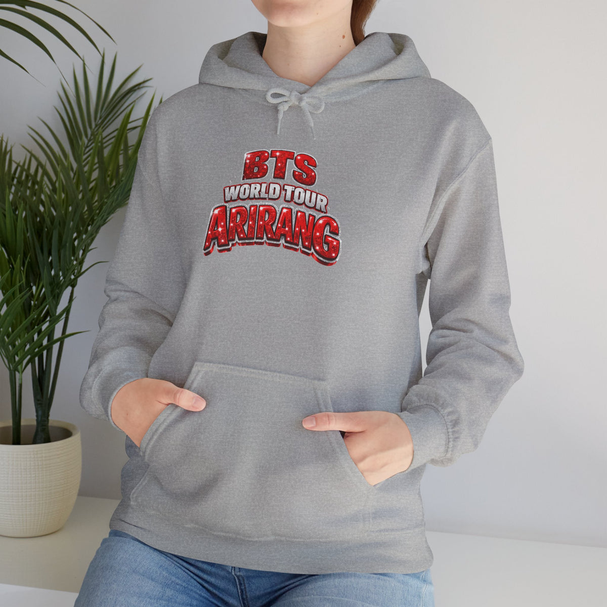 BTS Hoodie — "World Tour ARMY" Retro Red Graphic Pullover