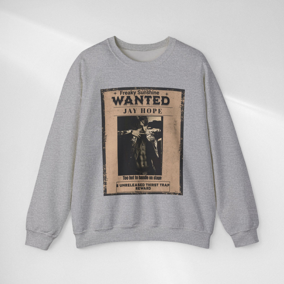 Wanted Poster Crewneck Sweatshirt – 'Freaky Sunshine: WANTED Jay Hope' Retro Graphic