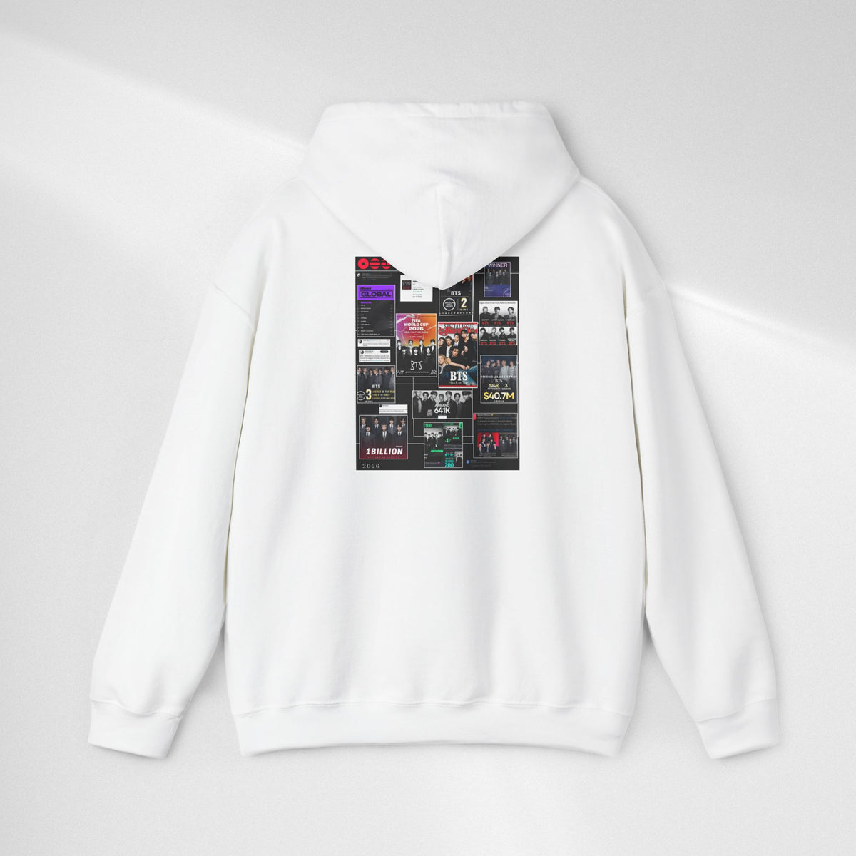 BTS Collage Hoodie — Retro Music Posters Graphic Sweatshirt