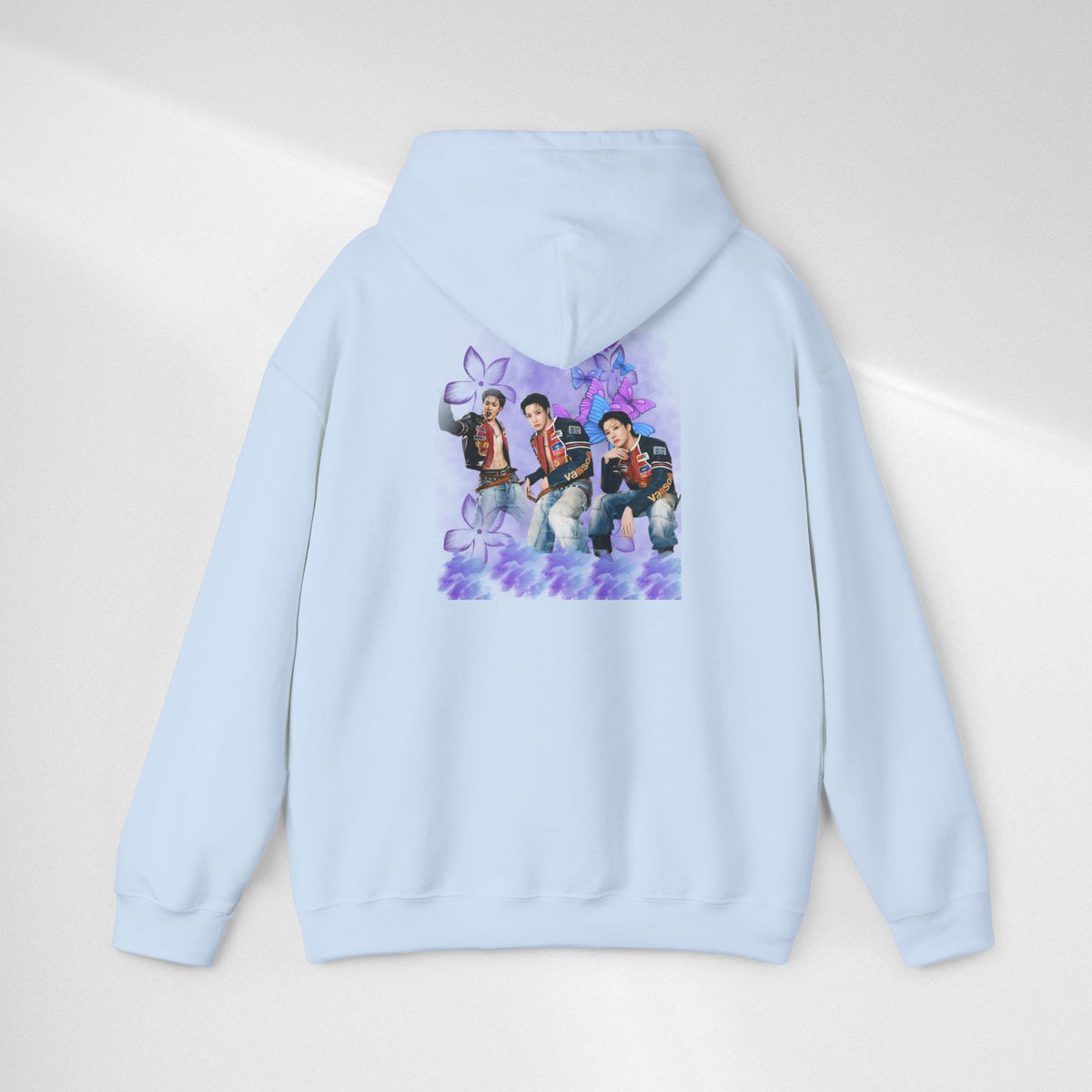JHOPE Photo Hoodie — Purple Watercolor Floral Crew Sweatshirt