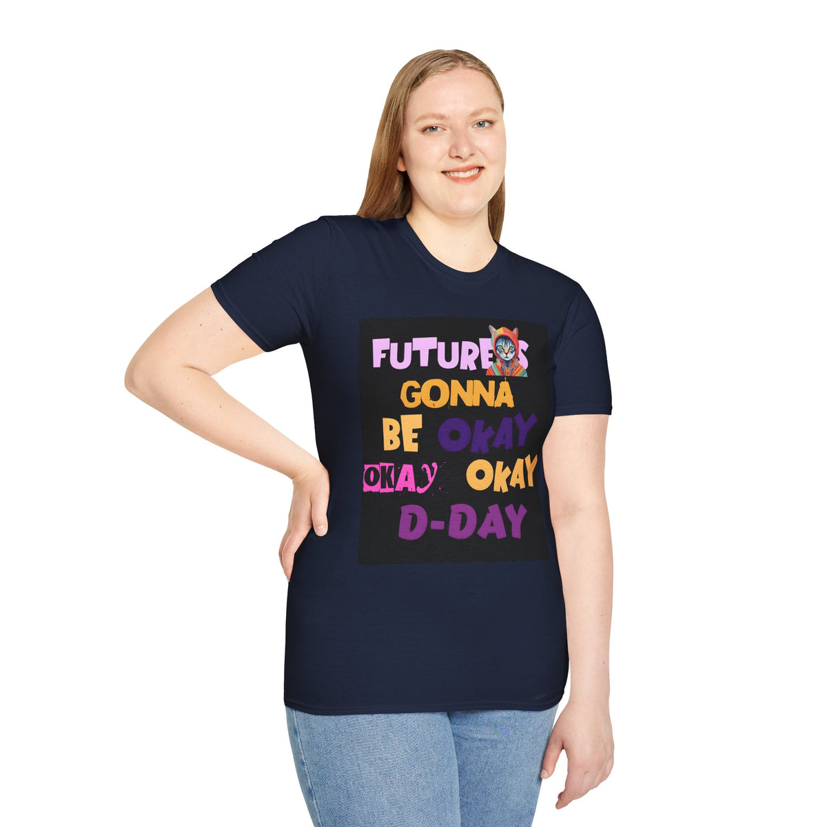 T-Shirt — “Future’s Gonna Be Okay” Positive Cat Graphic Tee
