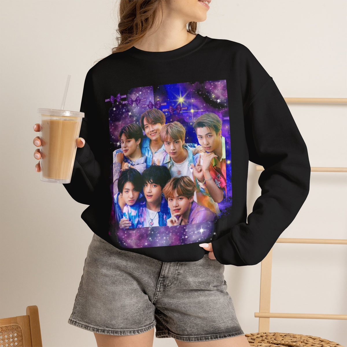 BTS Group Photo Crewneck Sweatshirt — Purple Star Aesthetic