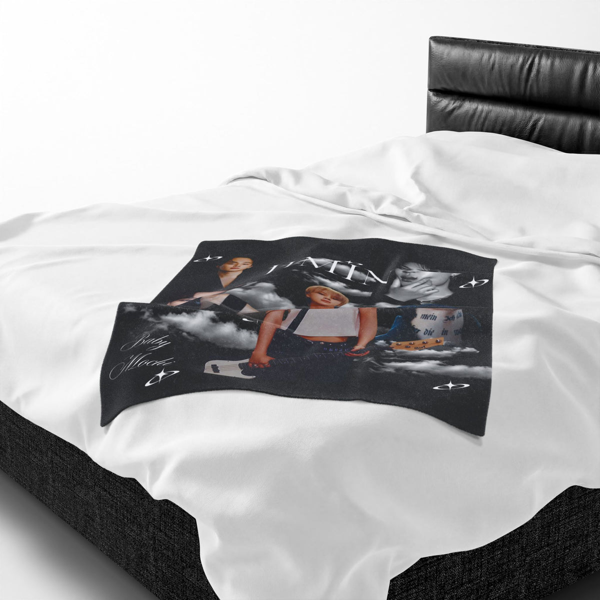 Velveteen Plush Blanket — Jimin Photo Collage Fleece Throw