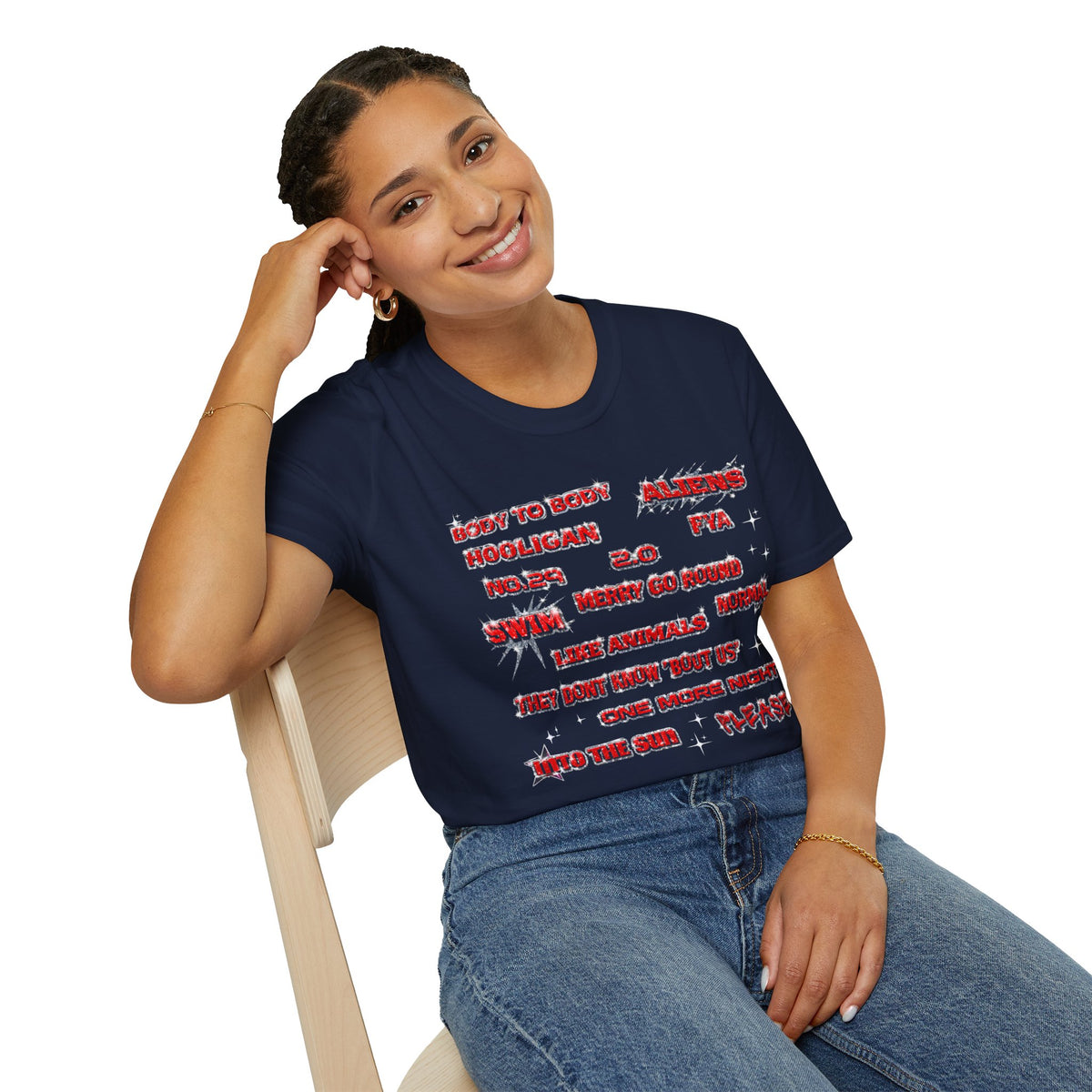 BTS Band Tee — Red  Text Graphic T‑Shirt