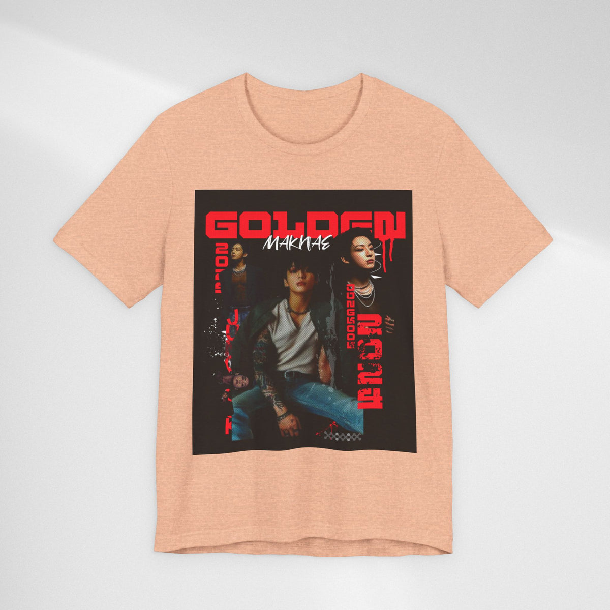 Jungkook Graphic Tee — Golden (Red Text)