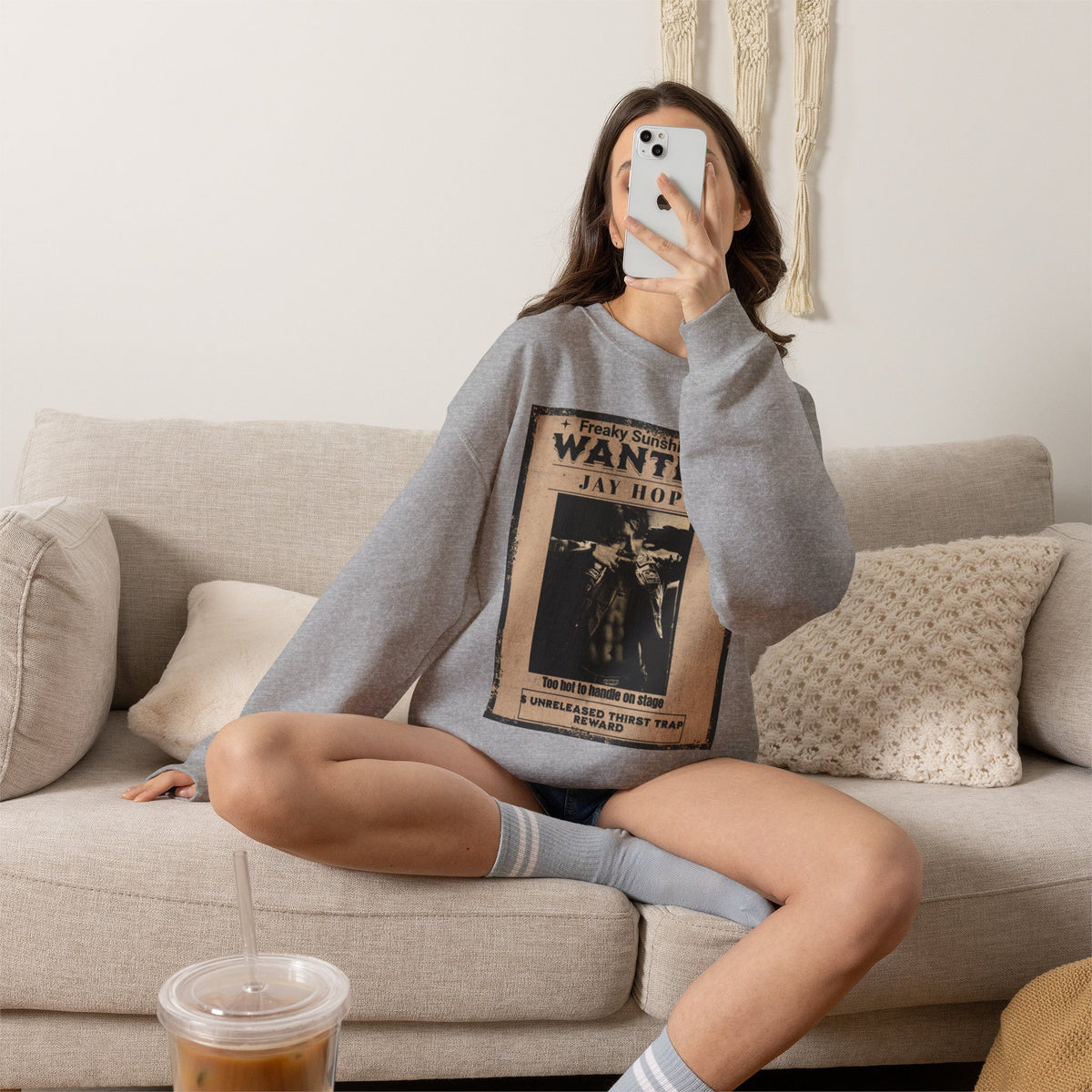 Wanted Poster Crewneck Sweatshirt – 'Freaky Sunshine: WANTED Jay Hope' Retro Graphic
