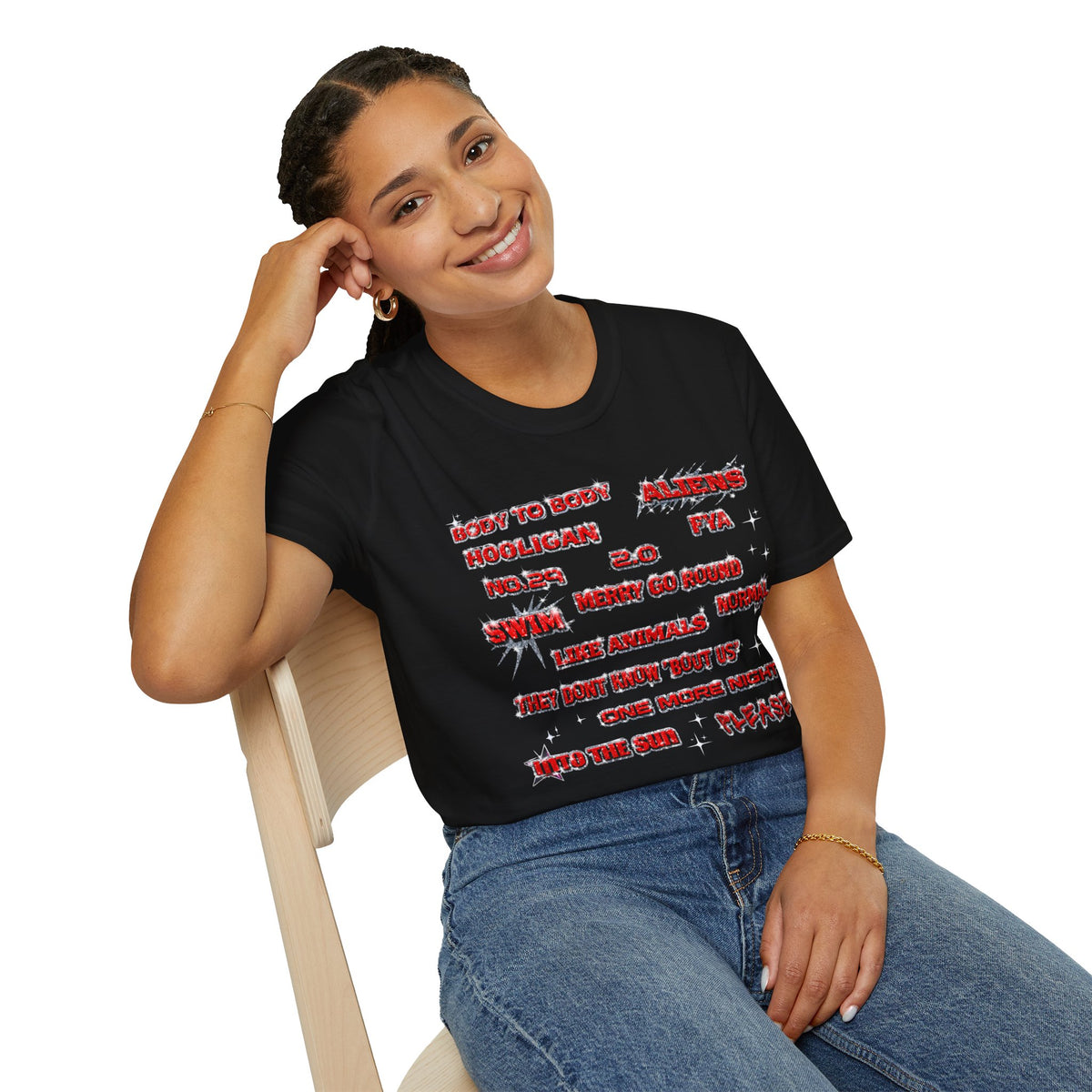 BTS Band Tee — Red  Text Graphic T‑Shirt