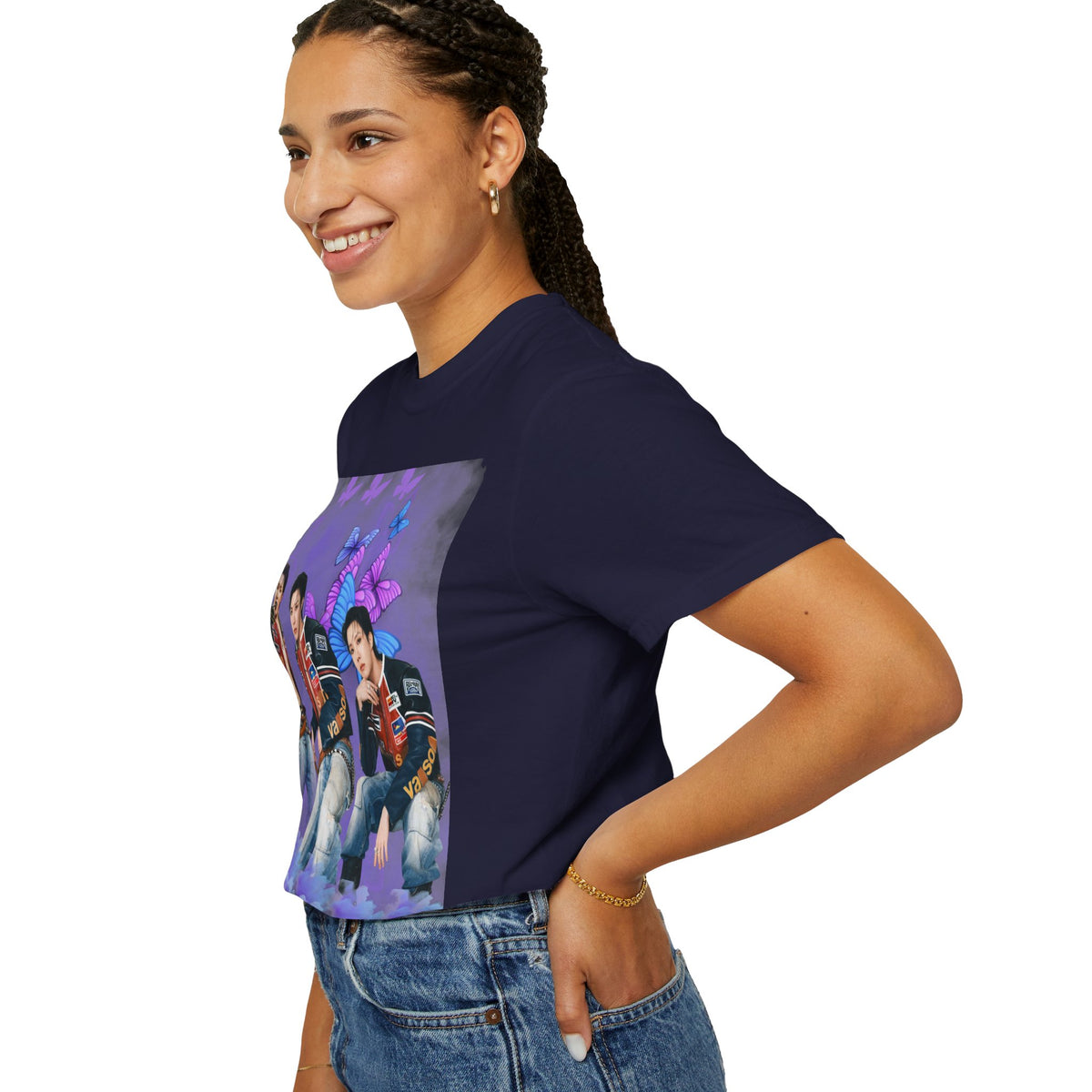 JHOPE Graphic T-Shirt — Purple Floral Portrait Tee