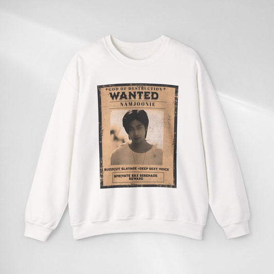 Wanted Poster Crewneck Sweatshirt — 'Wanted: Namjoonie' Vintage K-Pop Graphic