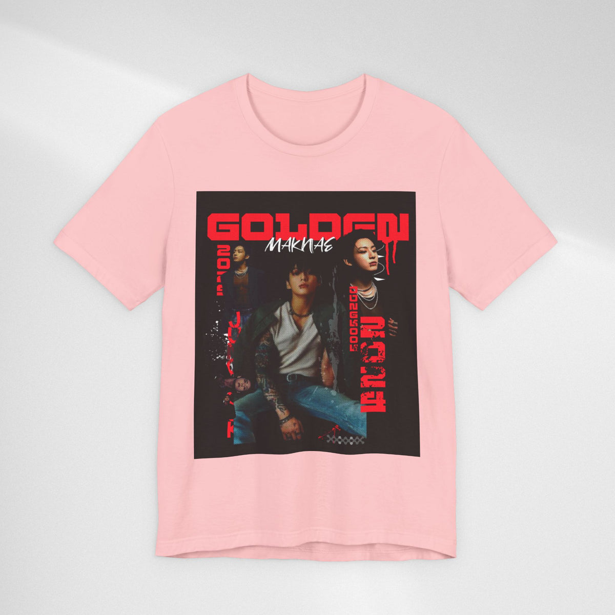Jungkook Graphic Tee — Golden (Red Text)