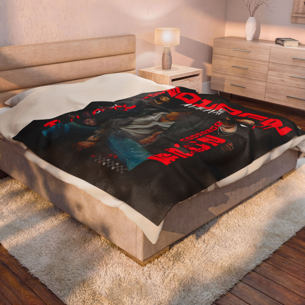 Jungkook Band Velveteen Plush Blanket – 'Golden' Graphic Throw