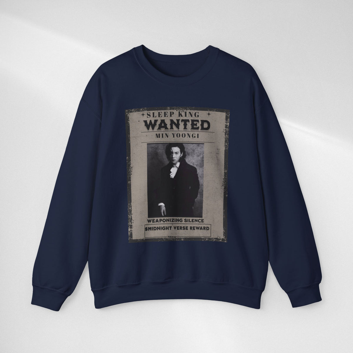 Suga Wanted Poster Crewneck Sweatshirt – Vintage 'Sleep King' Graphic