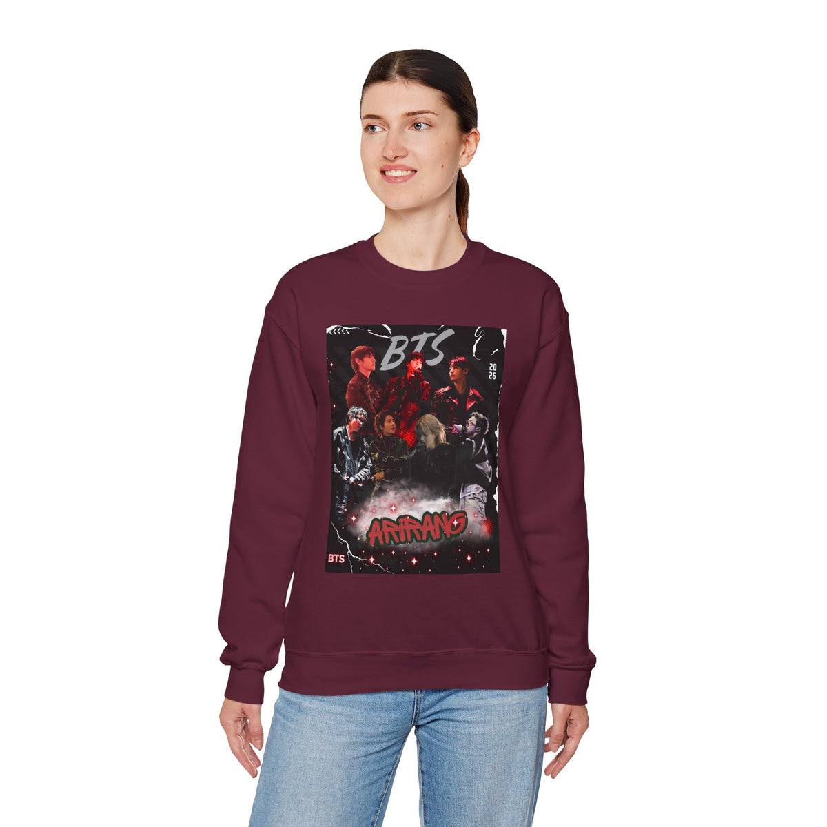K-Pop Graphic Crewneck Sweatshirt — BTS Aesthetic Fan Design