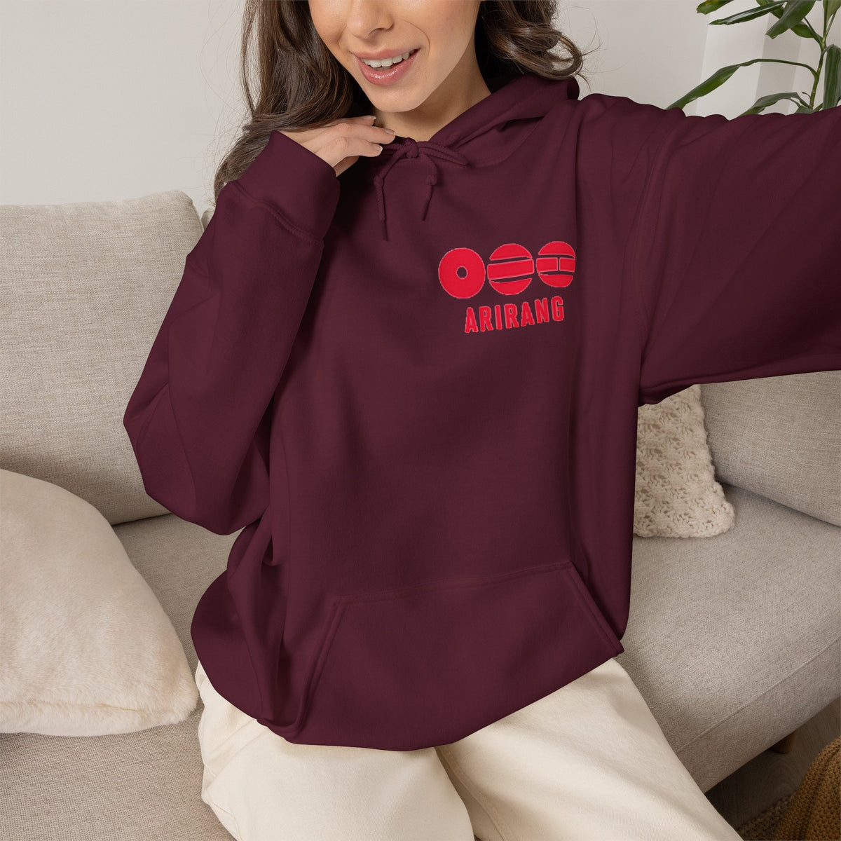Arirang Logo Hoodie — Minimal BTS Inspired White Pullover