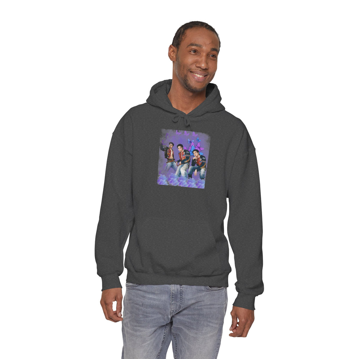 JHOPE Photo Hoodie — Purple Watercolor Floral Crew Sweatshirt
