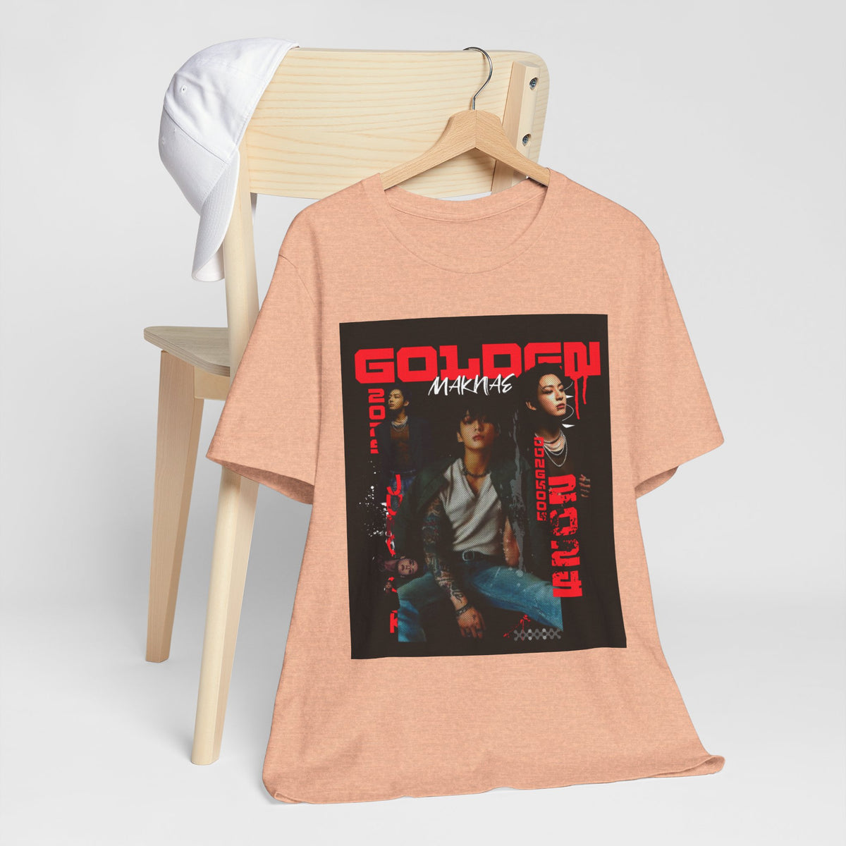 Jungkook Graphic Tee — Golden (Red Text)