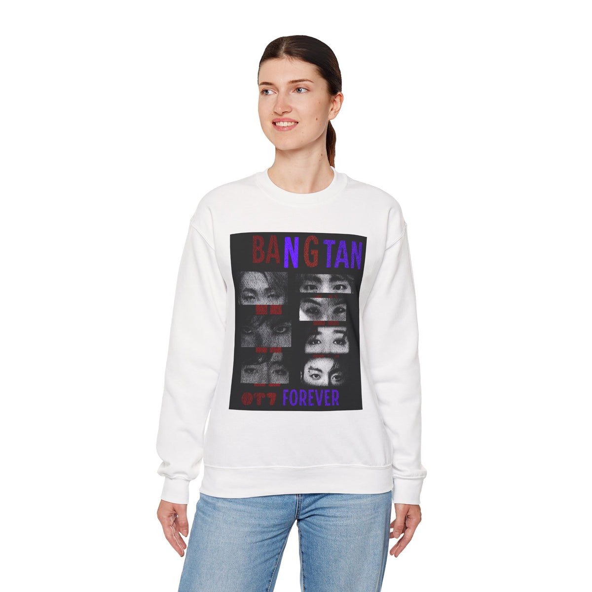 Bangtan Eyes Graphic Sweatshirt — K-Pop Fan Crewneck ("BANGTAN 07 FOREVER")