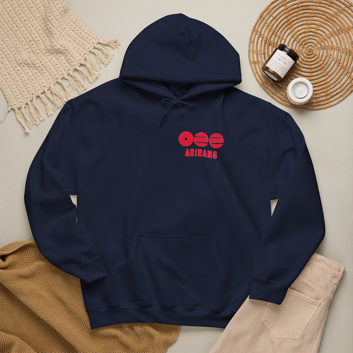 Arirang Logo Hoodie — Minimal BTS Inspired White Pullover