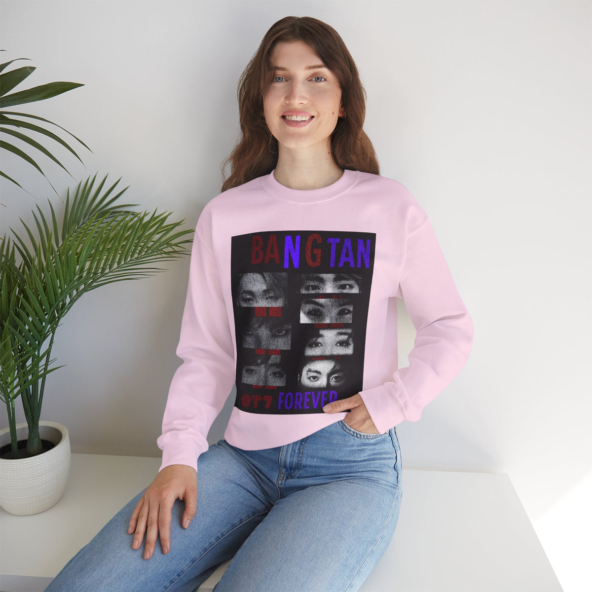 Bangtan Eyes Graphic Sweatshirt — K-Pop Fan Crewneck ("BANGTAN 07 FOREVER")