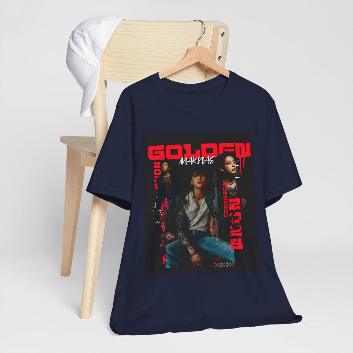 Jungkook Graphic Tee — Golden (Red Text)
