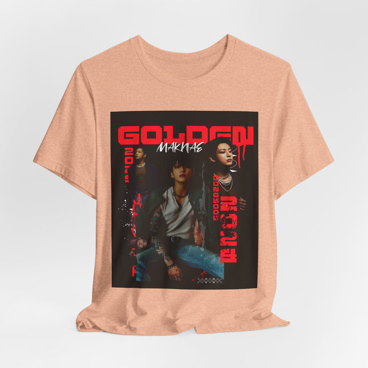 Jungkook Graphic Tee — Golden (Red Text)