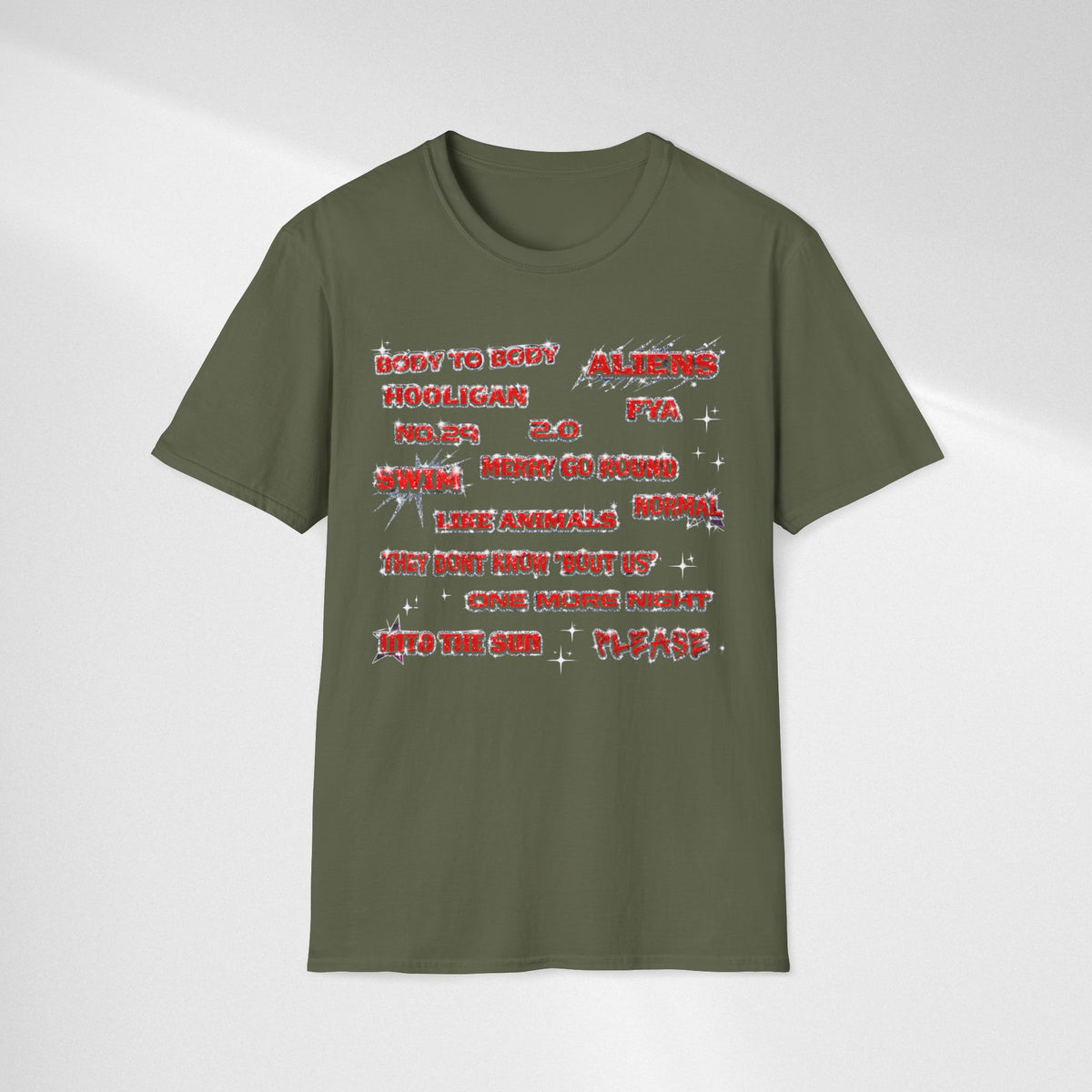 BTS Band Tee — Red  Text Graphic T‑Shirt