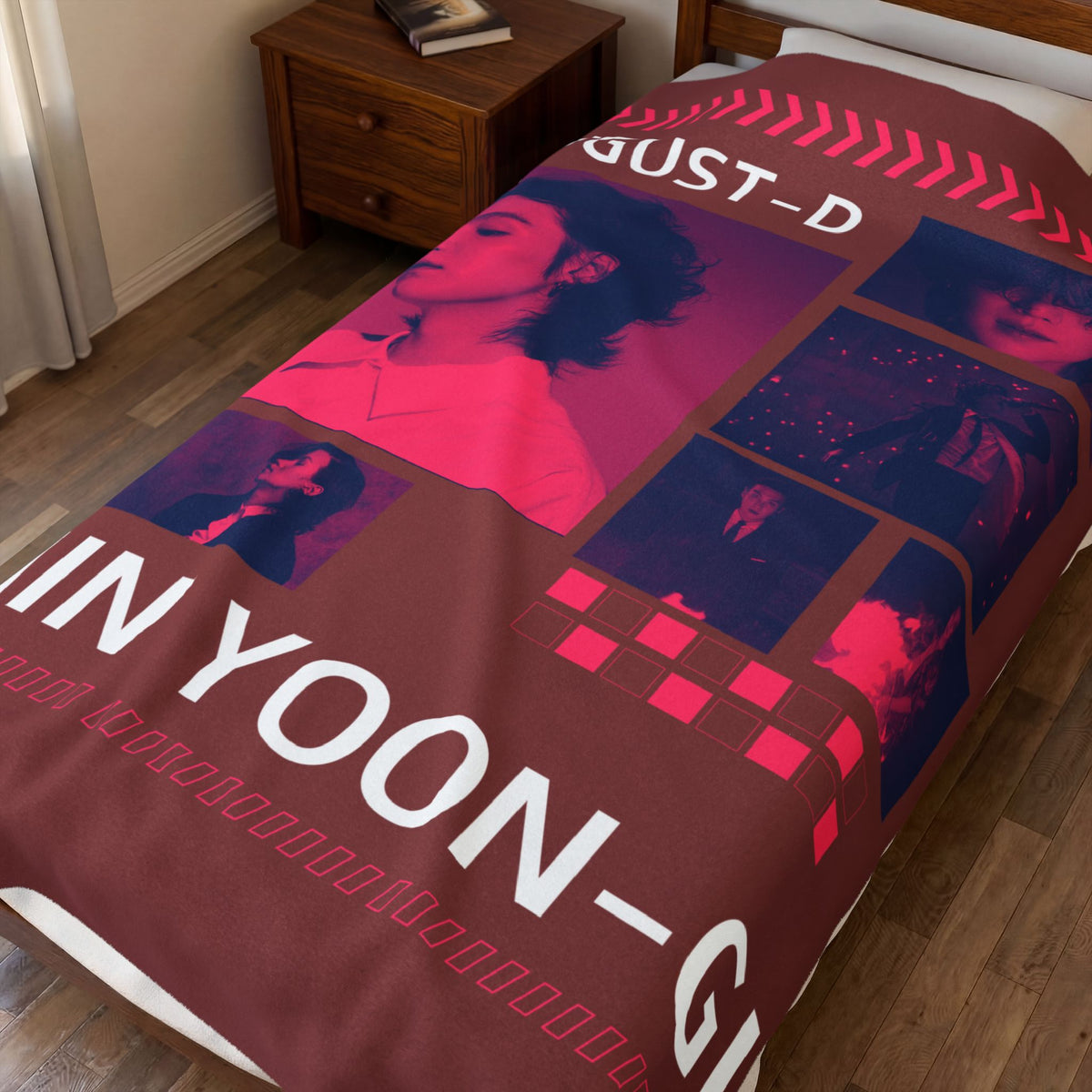 Velveteen Plush Blanket — Min Yoon‑Gi Photo Collage Throw (August‑D Design)