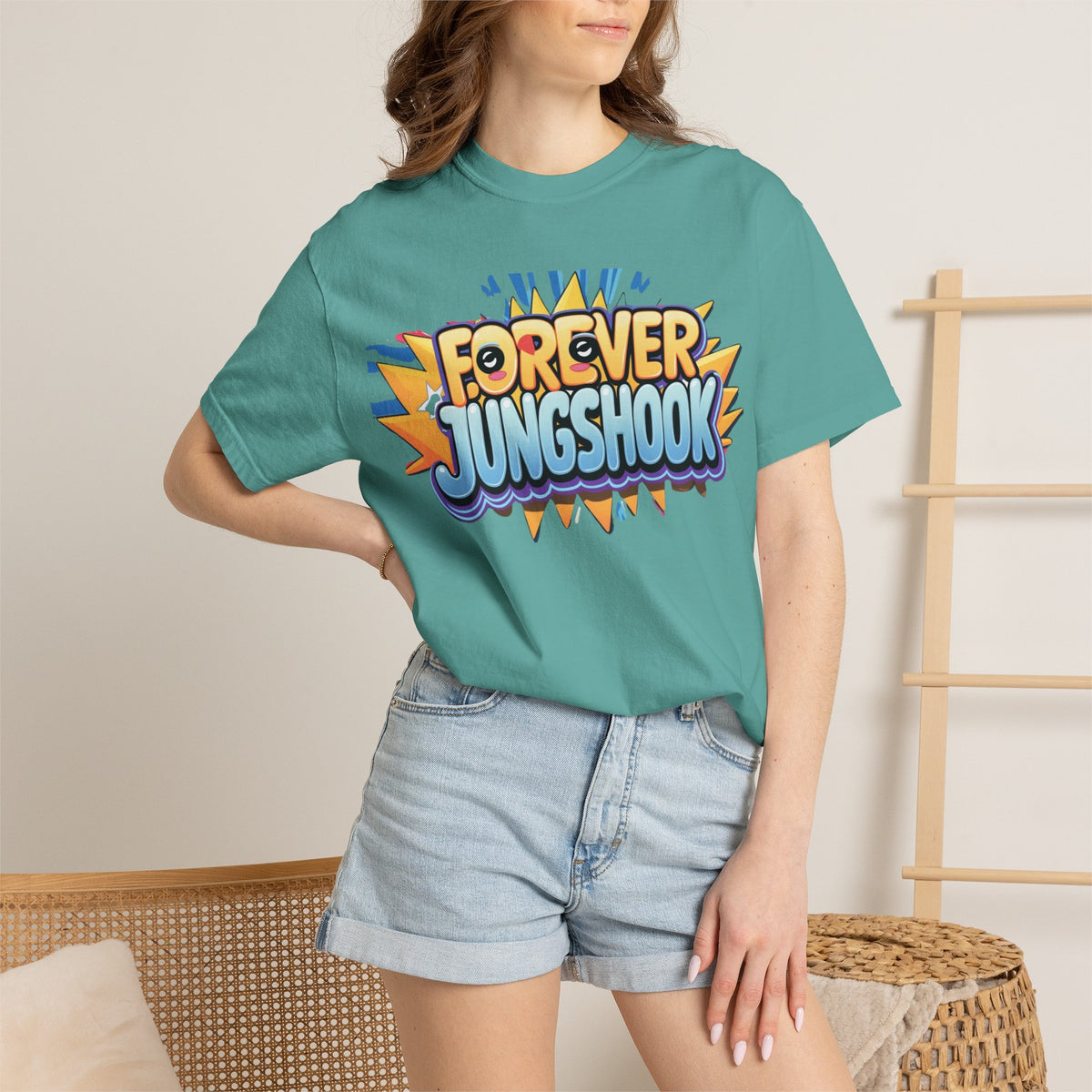 Forever Jungshook T-Shirt — Colorful Fan Graphic Tee